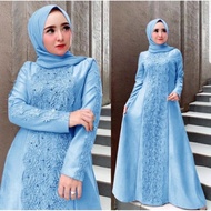 Gamis Brokat Brokat Kombinasi Maxy Dress Untuk Muslimah Modern