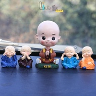 Living ROOM DECORATION STATUE AND CAR LOGO - Mini Venerable Monk Statue Set Antique Swinging Spring 
