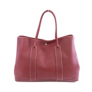 HERMES Negonda皮革Garden Party PM銀扣手挽袋Rouge H/酒紅色