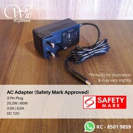 Safety Mark AC 100V-240V DC Adapter 12V 2A 12V 5A Switching Power Supply UK 3 Pin Plug 5.5mm x 2.1mm