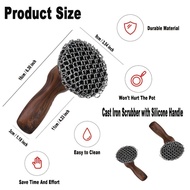 Stainless Steel Cleaner with Silicone Handle for Cast Iron Pans Cookware Skillet, Cast Iron Griddle 