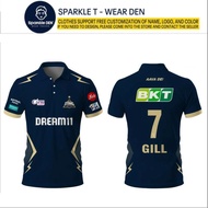 NAMENUMBER-FREE ENTER-Gujarat Titans 2025 IPL Cricket Fan polo Jersey