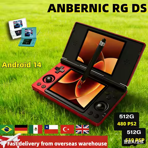 ANBERNIC RG DS Dual-screen Flip Handheld Game Console Video Games Player 4IPS Multi-touch Screen RK3
