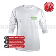 Baju Sulam Village Grocer Convenience Store Uniform Cotton 100% T Shirt T-Shirt Shirts Long Sleeve P