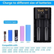 Yonii Q2 2 Slot 2A Battery Charger AWT Xtar 18350/18650/21700/22650/25500/26650/AA/AAA & etc