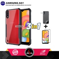 LAYAR SAMSUNG AO1 Armor Fusion Transparent Case + Tempered Glass Full Screen and Carbon Skin
