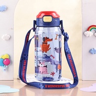 550ml Kids Healthy Plastic Water Bottle With Straw BPA Free Leak-Proof Durable Unbreakable Cartoon D