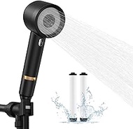 senzibser Shower Head with Handheld, Shower Heads High Pressure,3 Modes Filtered Showerhead Water Saving with 59″Replacement Hose/Bracket/Cotton Filters (Black)