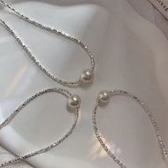Explosive Sparkling Silver Pearl Necklace S925 Sterling Silver Natural Fresh Water Bright White Edis