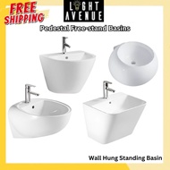 Vera Ceramica Basins - Pedestal Collection Wall Hung Standing Basin With Tap Hole Glossy White / Mat