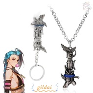 GILDAI Jinx Keychain, Metal Game League of Legend Arcane Necklace Jewelry,  Arcane LOL Game Accessor