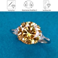 SikRoad Gold Diamond Ring Platinum PT950 Women's Moissanite Round Champagne 3 Karat