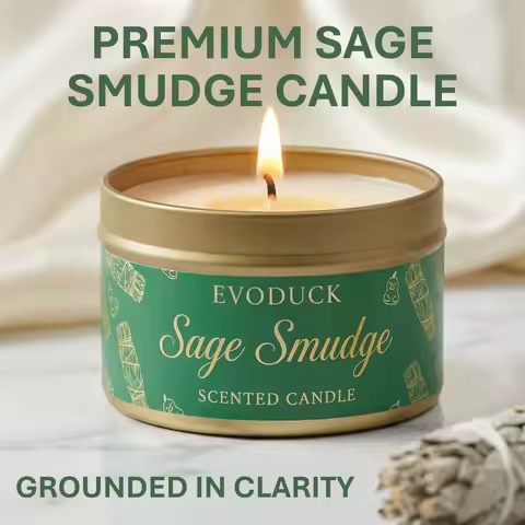 Sage Smudge Scented Candle Premium Sage Smudge Purify Elevate Energy Cleansing Candle for Meditation