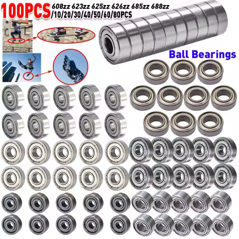 100-10Pcs Ball Bearings 608ZZ 623ZZ 626ZZ 687ZZ Deep Groove Miniature Bearings for Skateboard Scoote