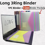 Long 3Rings Binder with 12PC File Pockets Set Arch File Folder Document Paper Organizer Office