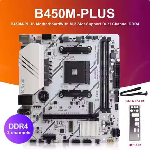 JGINYUE B450M PLUS ARGB Motherboard AM4 Supports Ryzen 2000-5000 CPU EXPO PC desktop DDR4 M.2 NVME