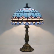 Large Style Table Lamp 12 Inch Stained Glass Shade Bohemian Table Reading Night Light for Living Roo