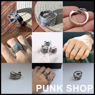 GOROS Ring 925 Silver Eagle Head Feather Open Ring 0330