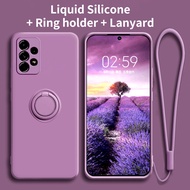 For Samsung A73 A53 A33 Soft Liquid Silicone Phone Cover With Ring Holder For Samsung A13 Magnetic L