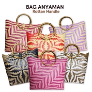 Multicolour Beg Anyaman Sarawak /  Rotan Handle Tote Bag Women / Tangkai PVC Bakul Anyaman Handmade 