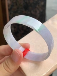 冰種 天然翡翠 緬甸 A玉 玉鐲 • 冰種紫青飄花翡翠方鐲