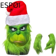 ESPOI Grinch , Green Fur Freak Masquerade Grinch Headgear,  Latex Anime Grinch Masque Cosplay Props