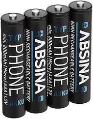 ABSINA 4 x NiMH Batteries for Telephone Gigaset Handset Rechargeable 800 mAh - Battery for Gigaset A