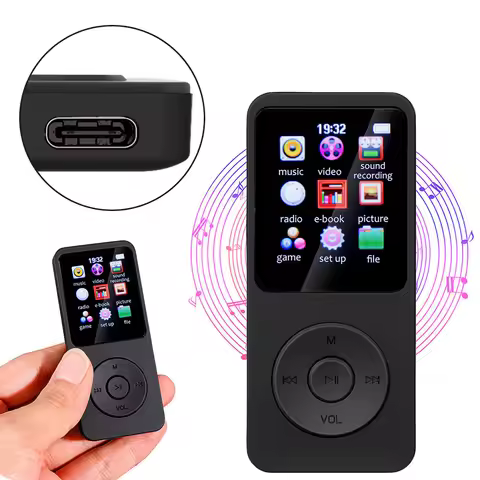 MP3 Player 1.8 in Screen Bluetooth-Compatible5.0 Music Stereo Player Support FM Radio E-Book Recordi