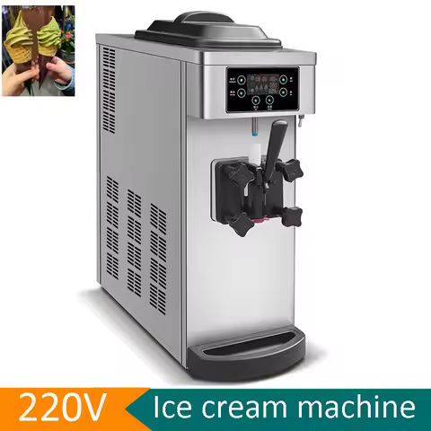 220V Commercial Ice Cream Maker Machine 8.5L Cylinder Soft Serve Machine Single Flavor Gelato Yogurt