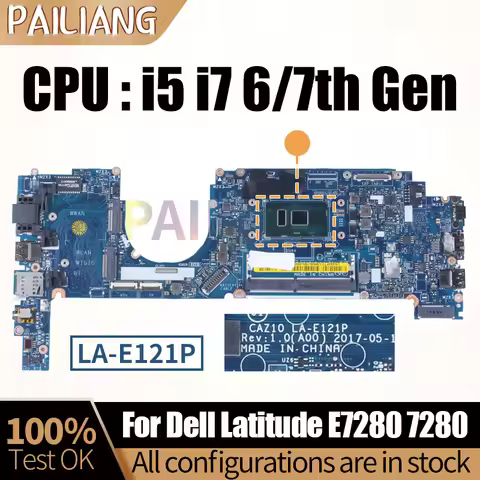 For Dell Latitude E7280 7280 Notebook Mainboard LA-E121P 0TVCVW 0X0FTD 0R5YF6 0HP2CR i5 i7 6/7th Lap