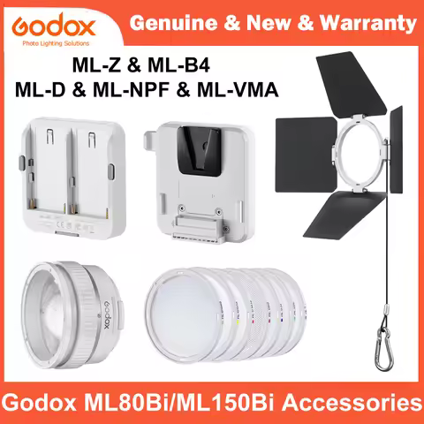 Godox ML80Bi ML150Bi Accessories - Zoom Reflector/Magnetic Barndoor & Diffusion Kit/NP-F Battery & V