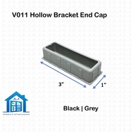 ⟬aga.alumglass⟭ V011 @ 1" x 3" PVC Hollow End Cap Bracket for Aluminium