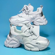 FI7T 2025 Autumn Women's Shoes Breathable Lightweight Thick-Soled Casual Sports Shoes Mesh Heightene