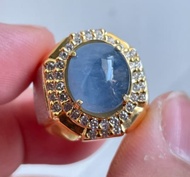 CINCIN PERAK MEWAH NATURAL STAR BLUE SAFIR SRILANKA KRISTAL KUALITAS