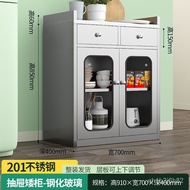 【TikTok】#Stainless Steel Sideboard Cabinet High Cabinet Household Kitchen Cupboard Food Cupboard Pot Microwave Oven Stor