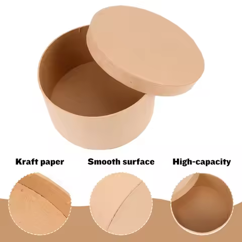 1Set Kraft Paper Box Cookie Container Round 14x7.5cm Cake Cupcake Holder Paper Bakery Packaging Box 