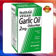 [Genuine] - Garlic OIL HEALTHAID oral tablet Vial of 30 capsules, GARLIC OIL to help protect heart Health, reduce cholesterol