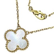 Van Cleef & Arpels White Shell Necklace, Vintage Alhambra, 18K Gold, 5.1g, 42cm, Women's