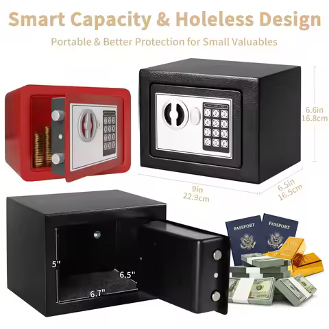 0.2 Cubic Feet Electronic Digital Safe, Steel Home Cash Safe and Fireproof Cash Bag for Hiding Safe 