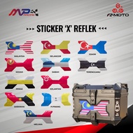 Sticker 'X' 45L Brand F2-Moto Top Box ABS Sahaja