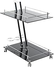 HAKU Furniture Serving Trolley Chrome Black Metal Safety Glass 8 mm Dimensions W 40 cm x H 72 cm x D