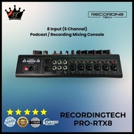 Recording Tech Pro-Rtx8 Mixer 6 Channel 8 Input Usb Soundcard Podcast