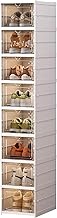 OohFaice 8 Tier Vertical Tall Narrow Shoe Rack, Corner Shoe Storage Organizer, Foldable Shoe Shelf f