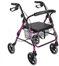 Rolling Walker Upright Rollator Walker Aluminum Folding Rollator Shopping Cart Old Four-Wheeled Walking Frame Trolley Non-Slip Walking Stick with Hospital