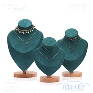 ICRAFT Jewelry Storage Rack,  Show Necklace Display Rack,  Suede Wooden Display Model Necklace