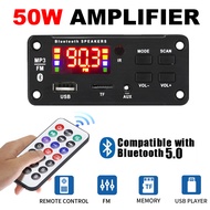 50W Amplifier DIY Board Bluetooth 5.0 USB FM AUX 3.5mm TF Radio MP3 DC 12V Handsfree  Papan DIY Ampl