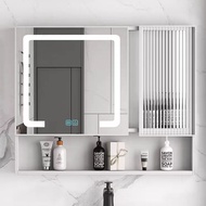Space Aluminum Bathroom Smart Mirror Cabinet Bathroom Wall-Mounted Toilet Storage Mirror Glass Door with Light Anti-Fog Wall-Mounted
