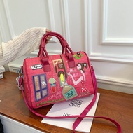 【Strict selection】 Bag Womens New Handbag Crossbody Bag Embroidered Zipper Stitching Boston Bag Pill