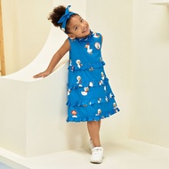 KIDDYNIA Ducky Ruffle Dress Girls' Little Duck Pattern Bright Blue