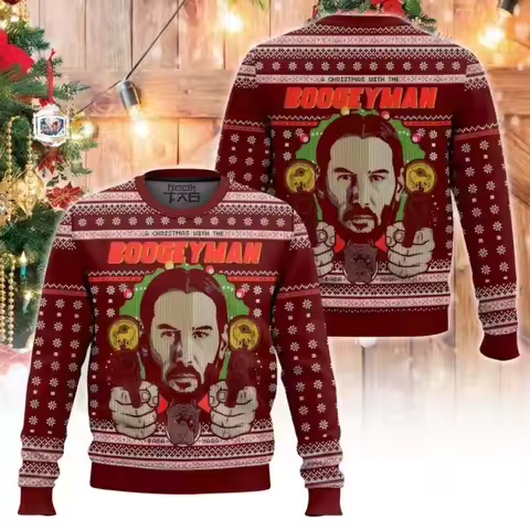 Christmas Ugly Sweater John Wick Cute And Bizarre Dark Creative Snowflakes Deer Festival Patterns Pe